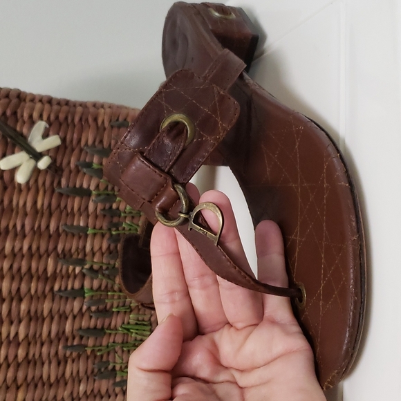 Christian‎ Dior Brown Leather Cannage Block Heel Sandals Size 40 - Picture 6 of 16